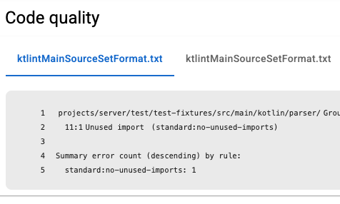 Code quality reports